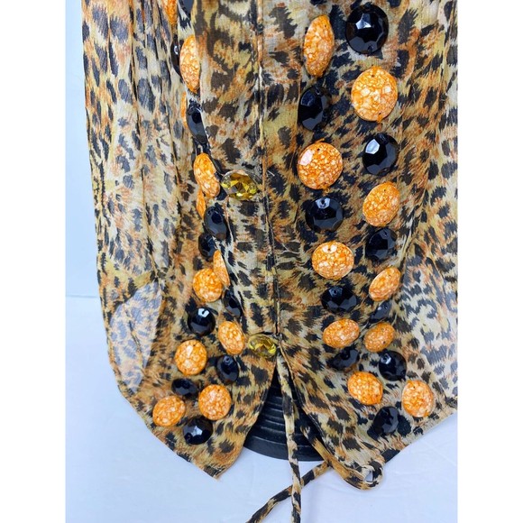 Have Faith Swimwear Leopard Print Coverup, Beaded Rhinestones Details Small - Picture 11 of 14